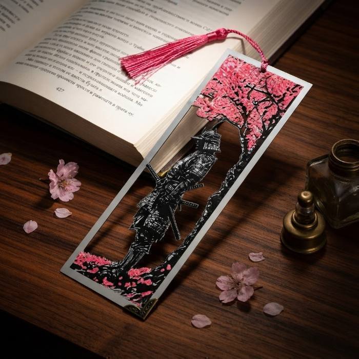 Samurai & Cherry Blossom Bookmark